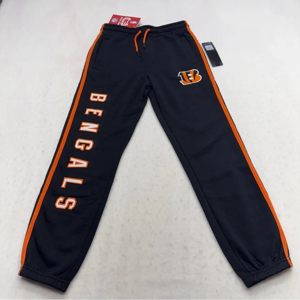 NFL Ultra Game Bengals Black Sweatpants Kids Size 10-12 NWT
